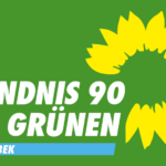 Logo von BÜNDNIS/DIE GRÜNEN Ortsverband Halstenbek mit Sonnenblume und grünem Hintergrund